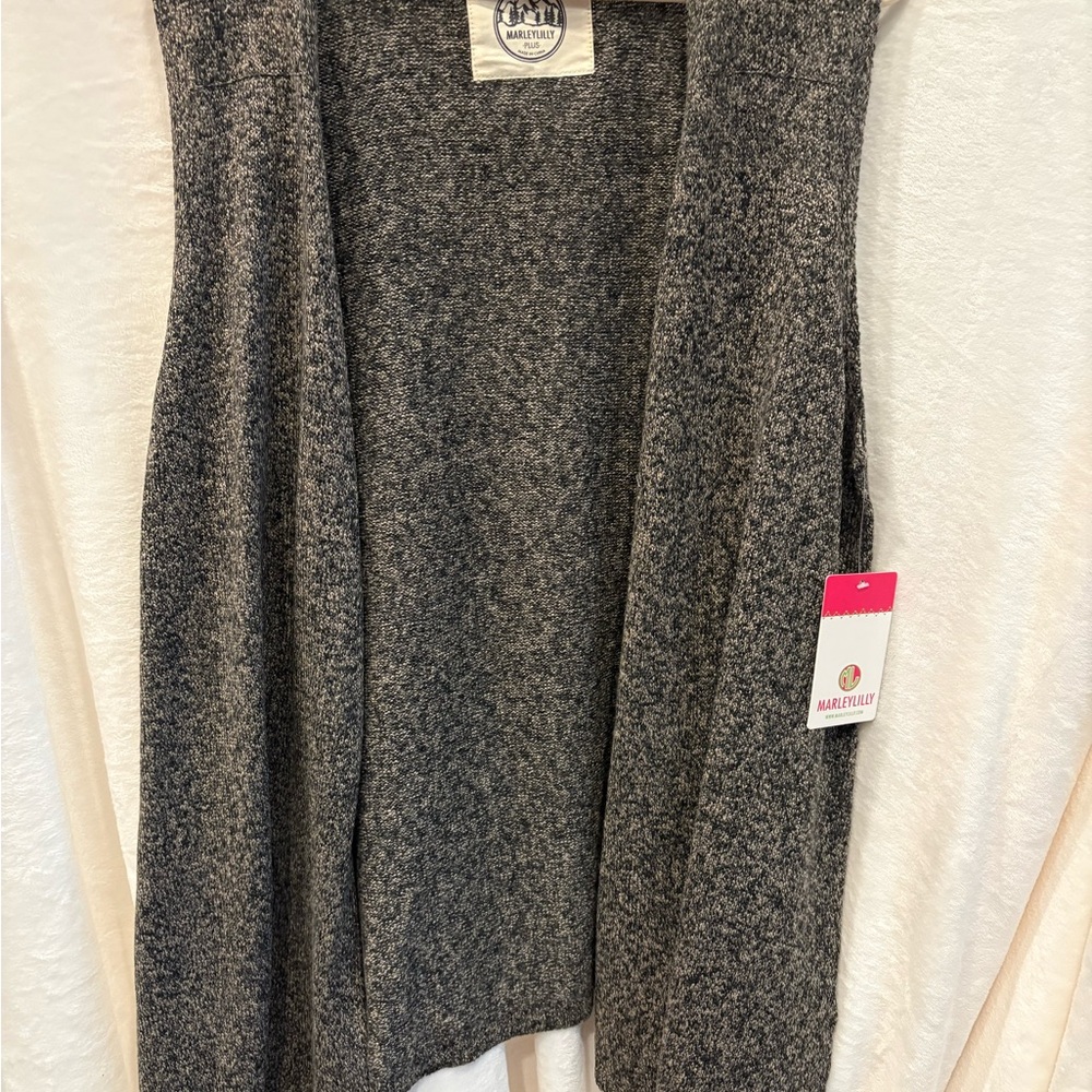 NWT XXL Gray Open-Front Cardigan with Shawl Collar